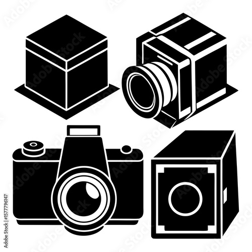 Vintage camera silhouettes collection vintage cameras