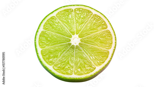 Fresh Lime Half Close-Up on White Background: Vibrant Citrus Fruit Details