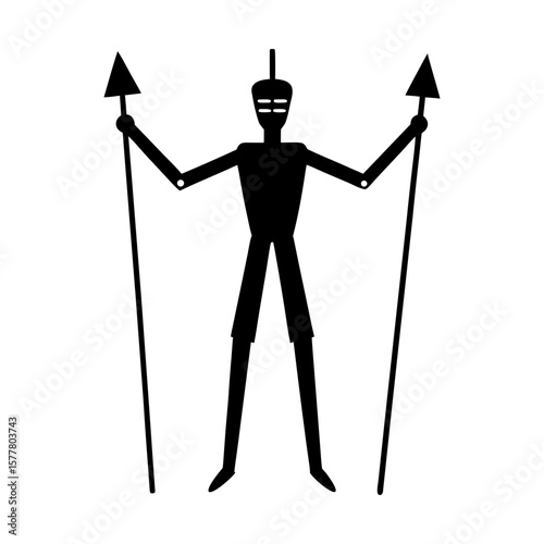 Warrior spearman tribal figure ancient symbol vector graphic silhouette