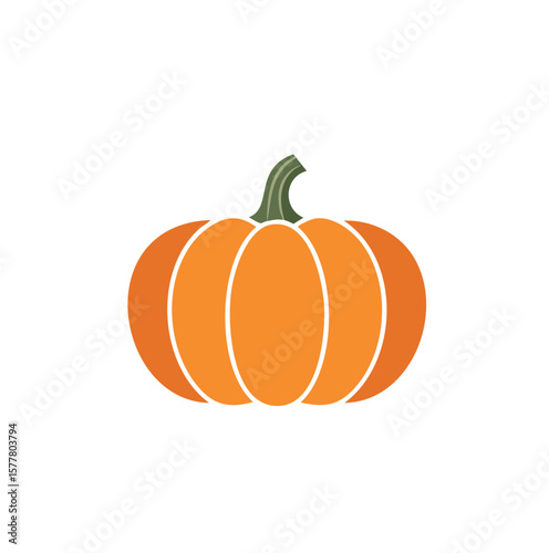 Orange pumpkin with green stem gourd