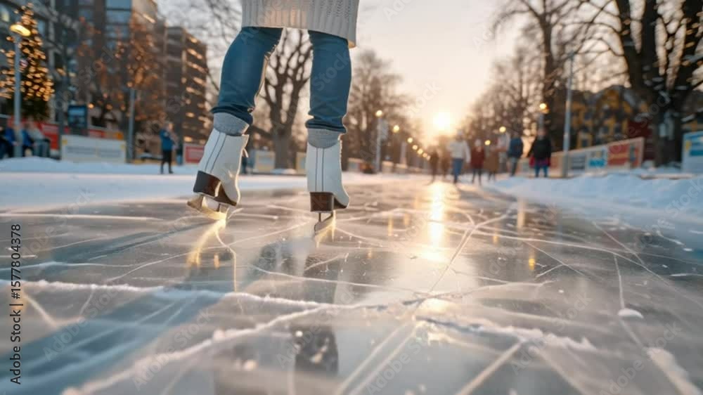 Close Up of a Woman Ice Skating