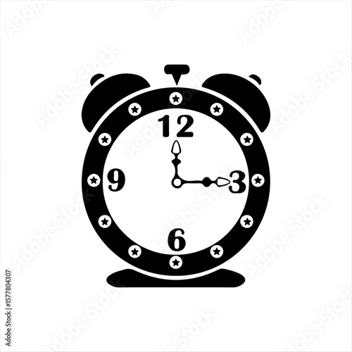 Flat vector illustration of a classic alarm clock icon on white background