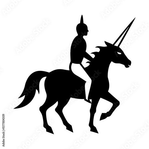 Unicorn rider fantasy horse creature mythical equestrian art silhouette
