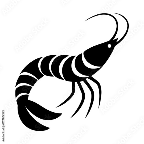 Seafood shrimp prawn crustacean aquatic animal ocean cuisine art silhouette