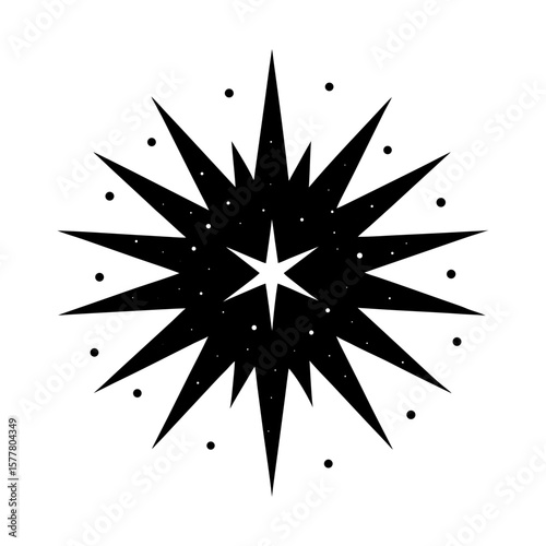 Sharp starburst celestial stellar cosmic astral pointy design silhouette