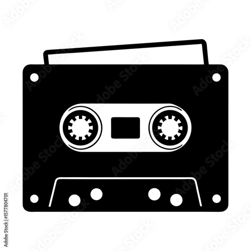 Audio cassette tape music retro sound vintage recorder icon silhouette