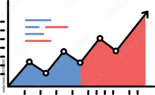 Analyzing growth chart data with upward trend for business and financial performance tracking success