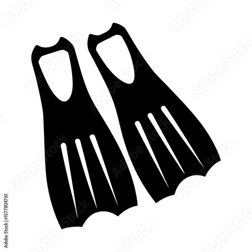 Pair of swim fins scuba diving gear swimming snorkeling vector silhouette