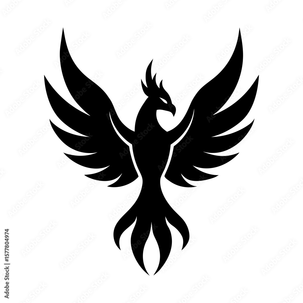 Fototapeta premium Phoenix bird mythical creature vector illustration graphic art silhouette