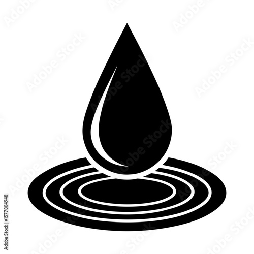 Water drop liquid droplet ripple graphic element vector art silhouette