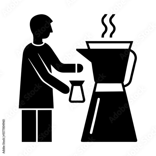 Pour over coffee maker barista cafe beverage preparation icon silhouette