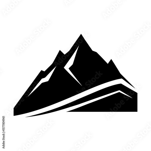 Mountain peak adventure landscape nature summit vector graphic silhouette