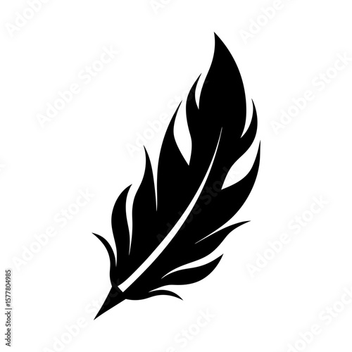 Elegant feather quill design graphic art illustration vector silhouette