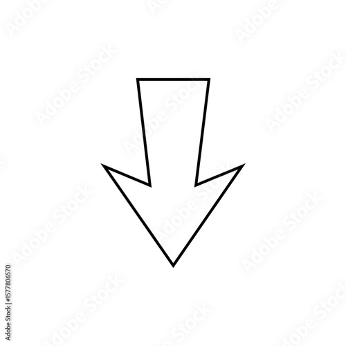 Simple Download Arrow Icon on White Background