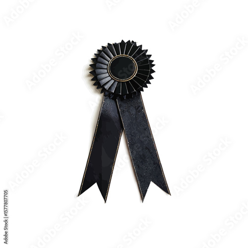 Black rosette ribbon with gold trim and two tails award