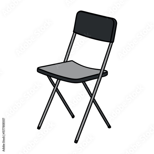 Black folding event chair for seating arrangement theme Line Art Vector Illustration