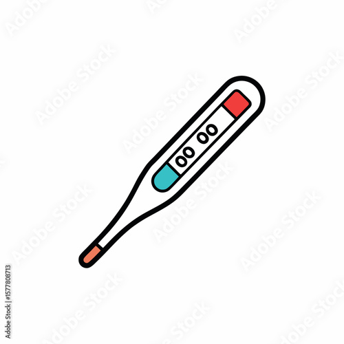 Digital thermometer displaying temperature for health theme Line Art Vector Illustration