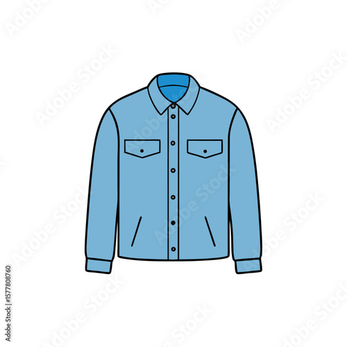 Medium wash denim jacket illustration for casual fashion Line Art Vector Illustration