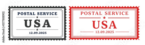 USA Postal Service Stamp Design – Vintage American Mail Date Label Print