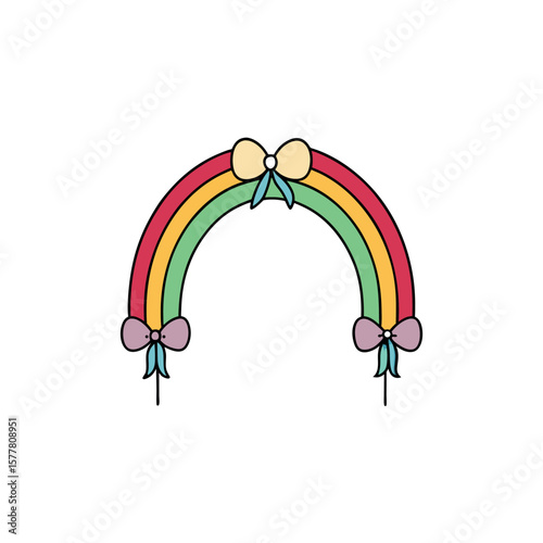 Rainbow colored balloon illustration for celebration theme Line Art Vector Illustration