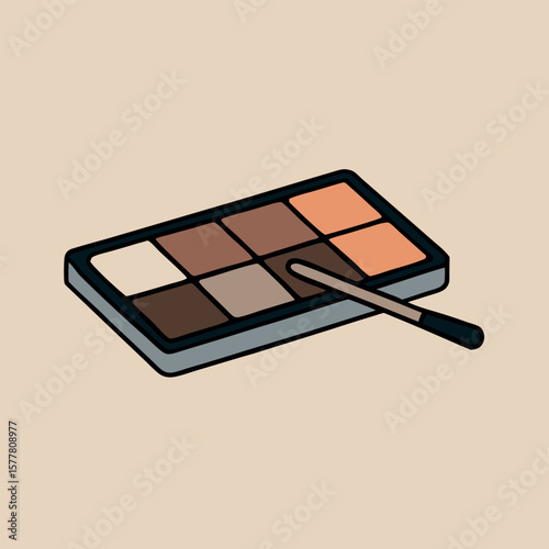Open rectangular eyeshadow palette for makeup lovers Line Art Vector Illustration