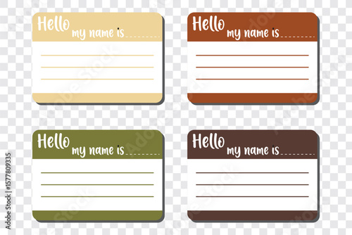 Hello, my name is introduction red flat label. Hello my name is sticker tag vector. Hello my name is card, Label sticker, introduce badge welcome.