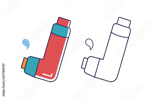 Asthma Inhaler Vector Illustration for Respiratory Health and Medical Design on white background
