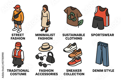 Diverse fashion styles collection featuring minimalist, sustainable, and street trends