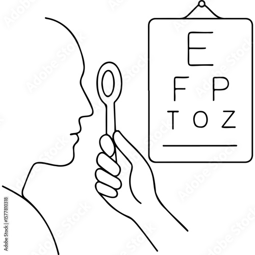 Eye exam with patient using a spoon near vision chart for World Sight Day  