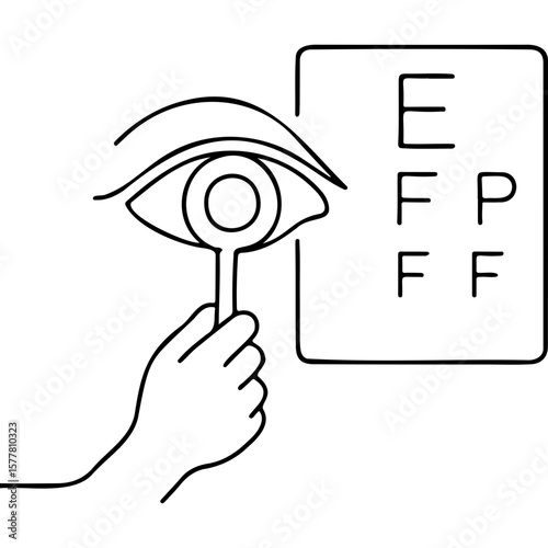 Hand holding magnifying glass over eye chart for World Sight Day  