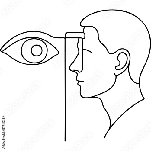 Line art illustration of eye screening concept for World Sight Day  