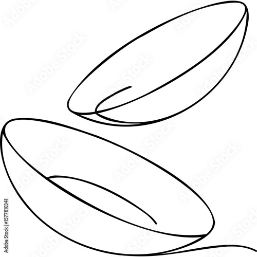 Minimalist line art of two contact lenses in black and white  