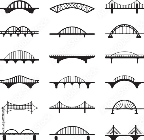 Golden Gate style

Old stone bridge

Modern suspension bridge

Bridge with city skyline background