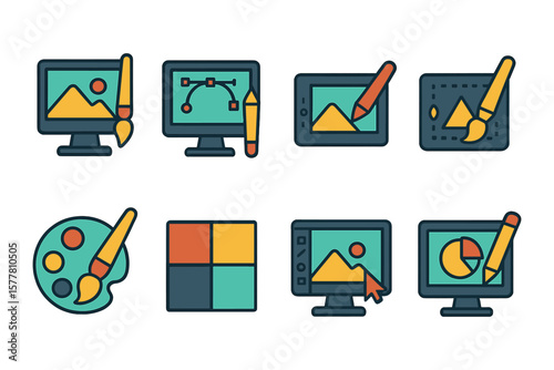 Digital art tools set for creative design projects