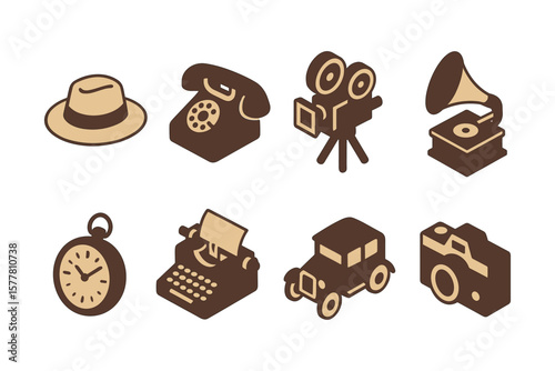 Vintage icons collection: retro technology and classic styles