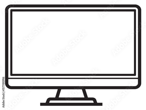 Sleek 2D Vector Monitor Icon For UI Designs