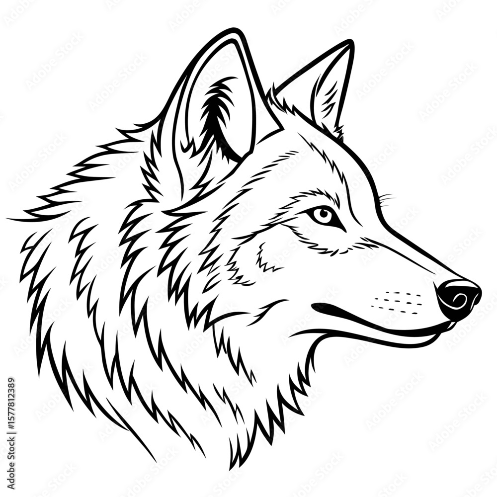 Naklejka premium wolf face linear illustration sharp vector lines