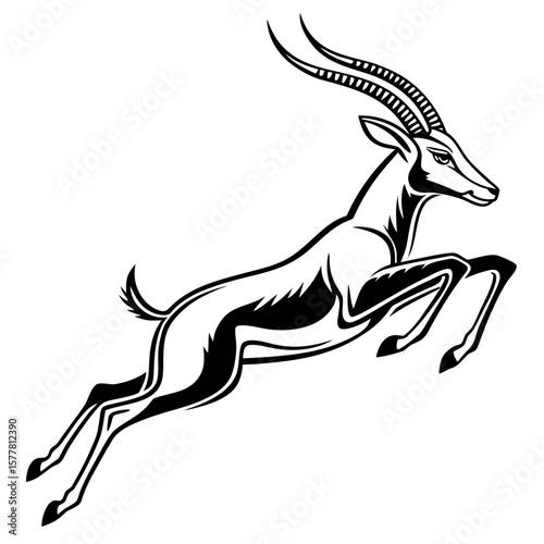 vector silhouette of a wild gazelle in mid jump