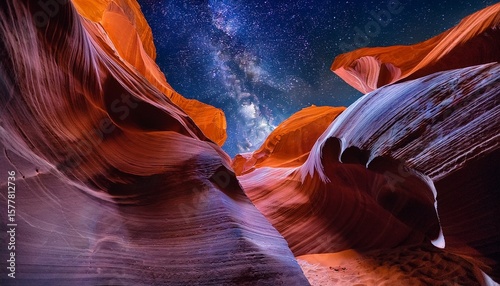 antelope canyon with night sky