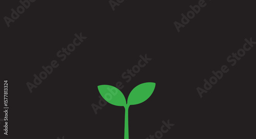 Minimalist Sprout Illustration on Black Background
