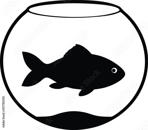 goldfish in a fishbowl silhouette vector