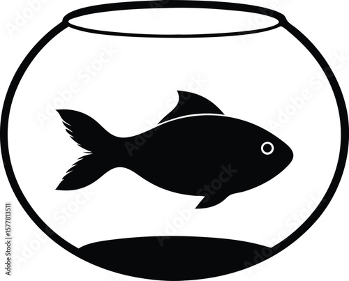 goldfish in a fishbowl silhouette vector