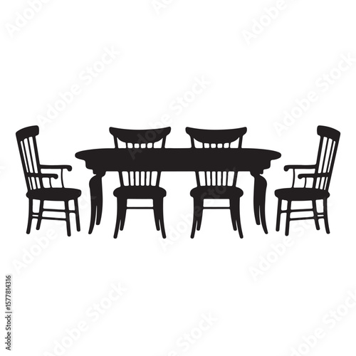 Vintage wooden dining furniture adorns a luxurious room, perfect for home or restaurant interior design