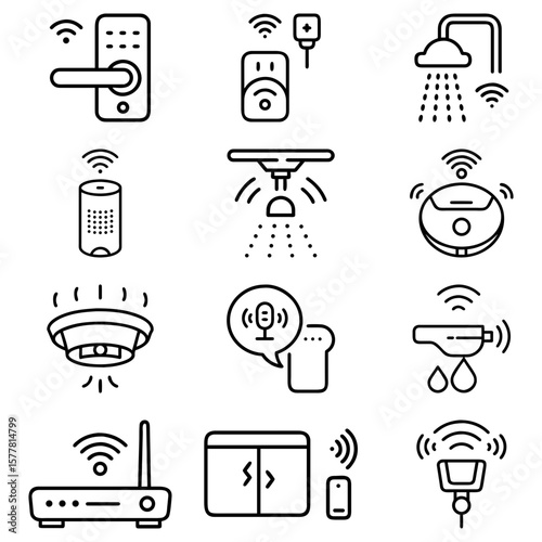 Illustration showing various smart home devices connected to the internet of things network setup