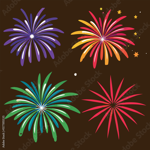Vibrant and dynamic colorful fireworks exploding in a dark night sky