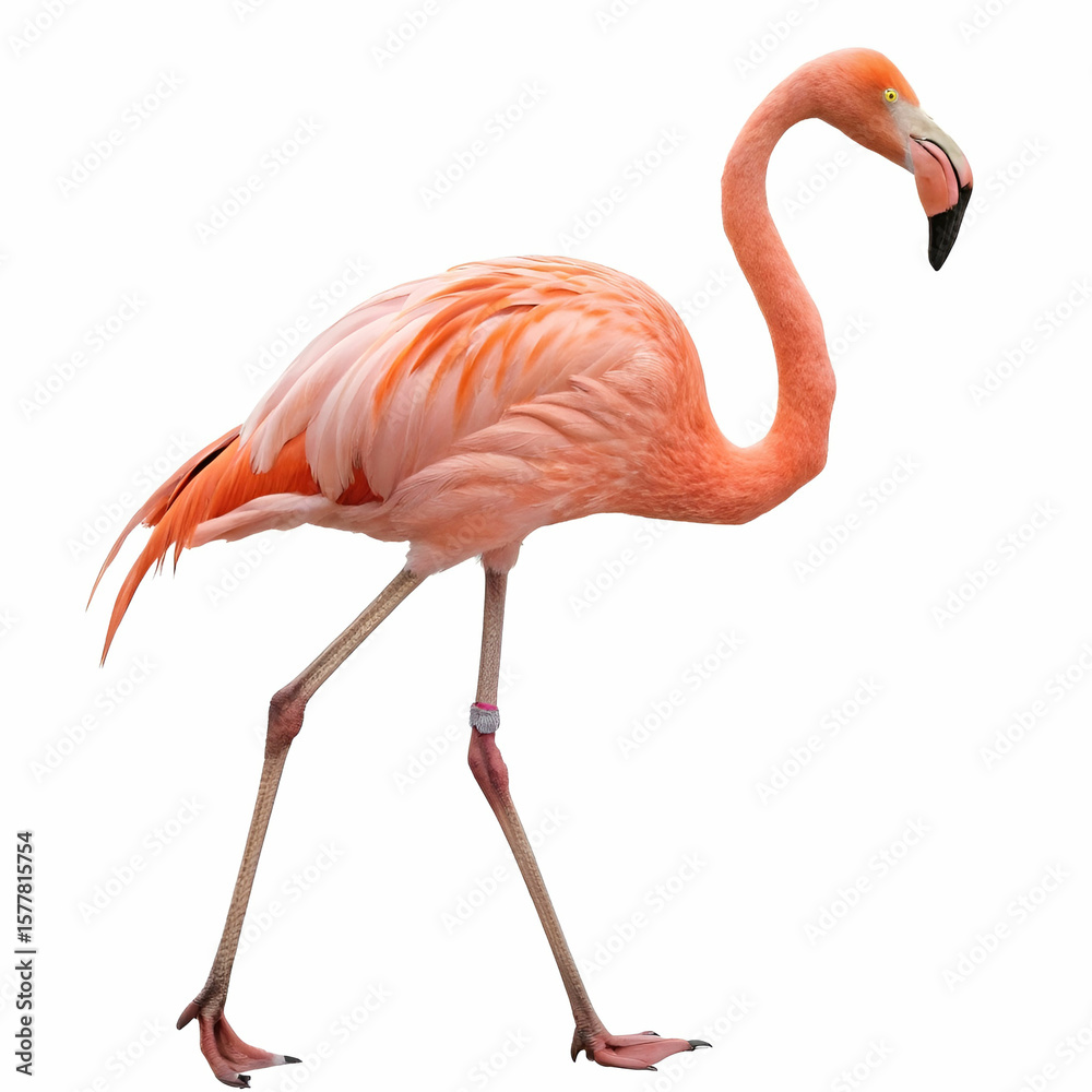 Flamingo standing isolated on white background. Flamingo standing isolated on white background.