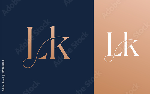 Initial letter LK KL logo design vector illustration for couple, wedding, and business