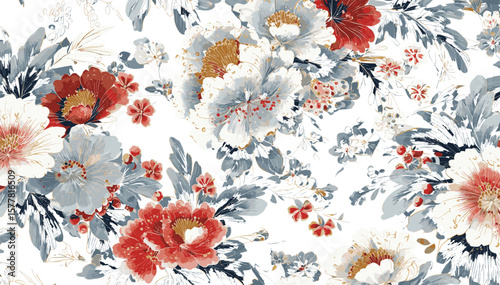 This combines key elements like the style (vintage), subject (floral, roses, leaves), and type (pattern, design) into a clear, descriptive title without using a colon
