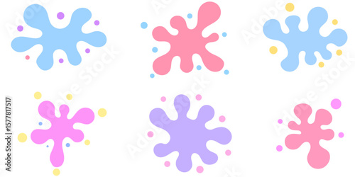 set of colorful blot shapes and liquid splash drops for abstract design