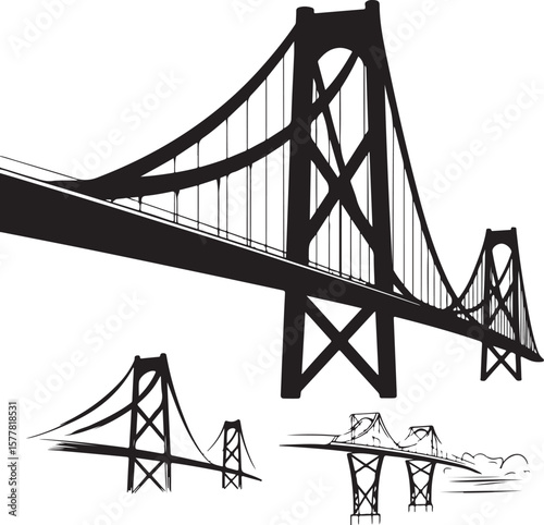 Golden Gate style

Old stone bridge

Modern suspension bridge

Bridge with city skyline background